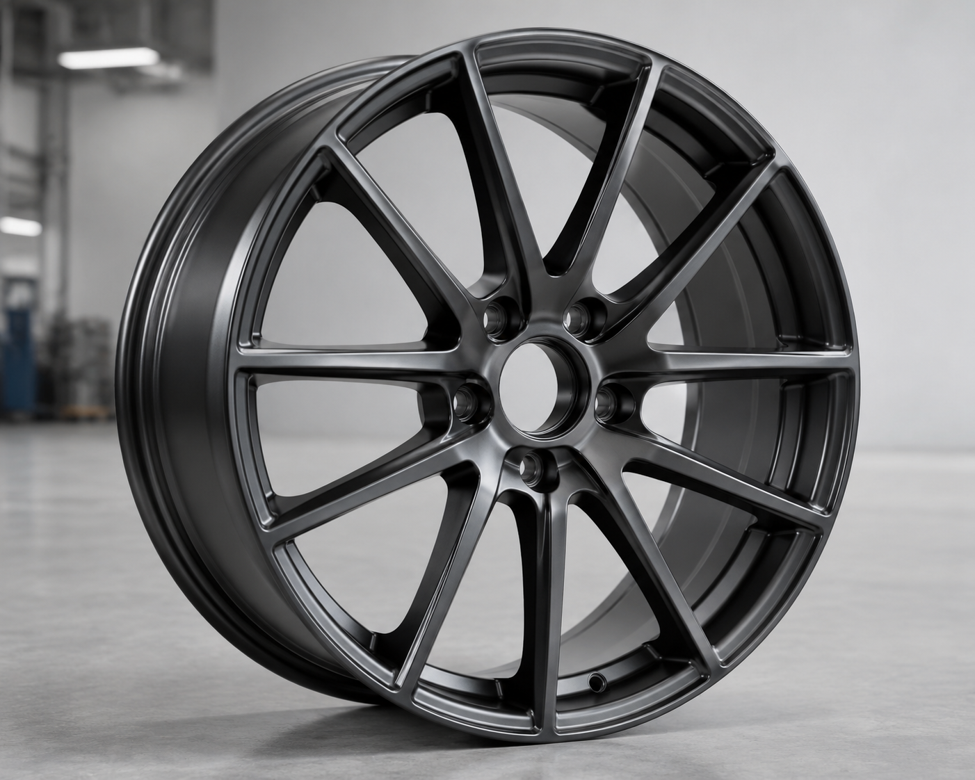 Alloy wheel after powder coating and curing